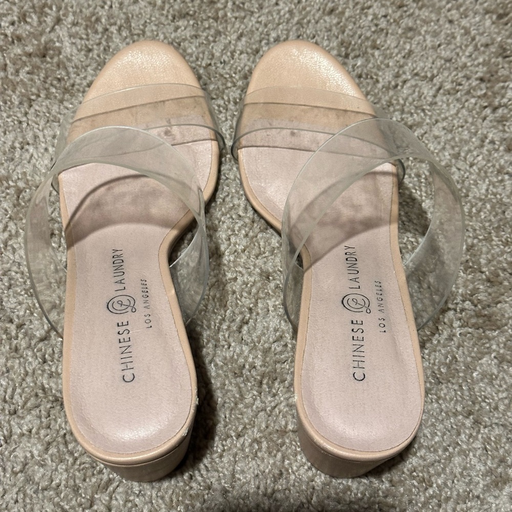 Chinese Laundry Women's Clear Strap Block Heel - Nude